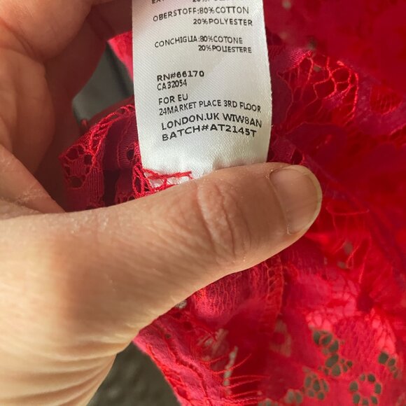 Anthropologie/Vanessa Virginia pink/red lace top - Picture 5 of 6